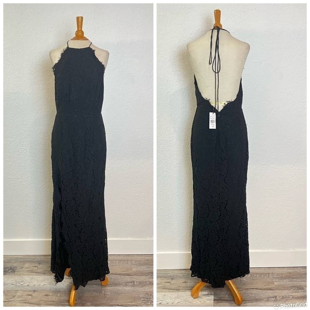 NEW Fame and Partners Dragon Eyes Lace Halter Gown - Picture 2 of 11